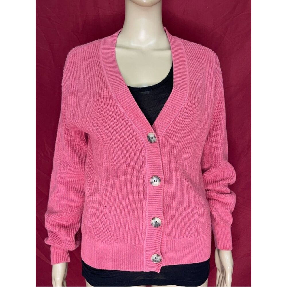 Loft Mauve Pink Ribbed Knit Boyfriend Cardigan Small NWT